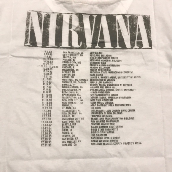 SOLD OUT White Nirvana Utero Vintage Concert Band T-Shirt - Picture 7 of 7